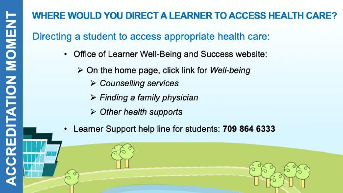 Graphic for where you would direct a learner for health care